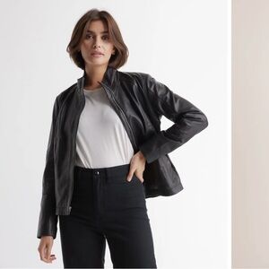 Quince 100% Leather Stand-Collar Jacket size (L)